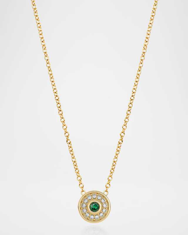 18K Universum Petite Pave Diamond and Emerald Necklace